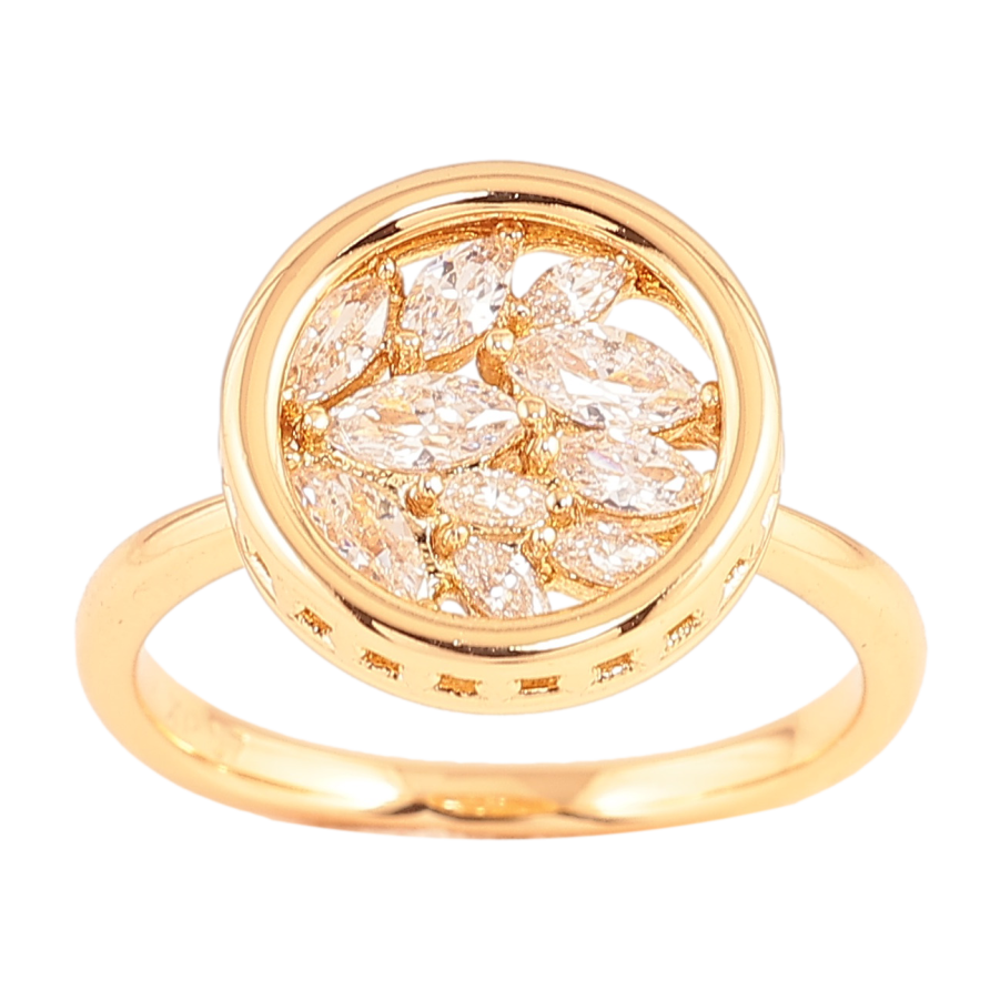 Каблучка Xuping колір Позолота 18K "Візерунок з інкрустацією кристалами" фото №1 Каблучка Xuping колір Позолота 18K "Візерунок з інкрустацією кристалами" фото №1