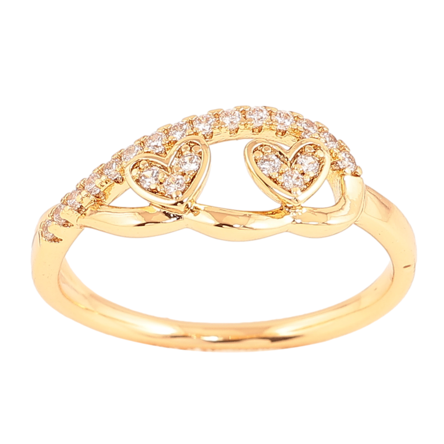 Кольцо Xuping цвет Позолота 18K "Узор сердечки с кристаллами" фото №1 Кольцо Xuping цвет Позолота 18K "Узор сердечки с кристаллами" фото №1