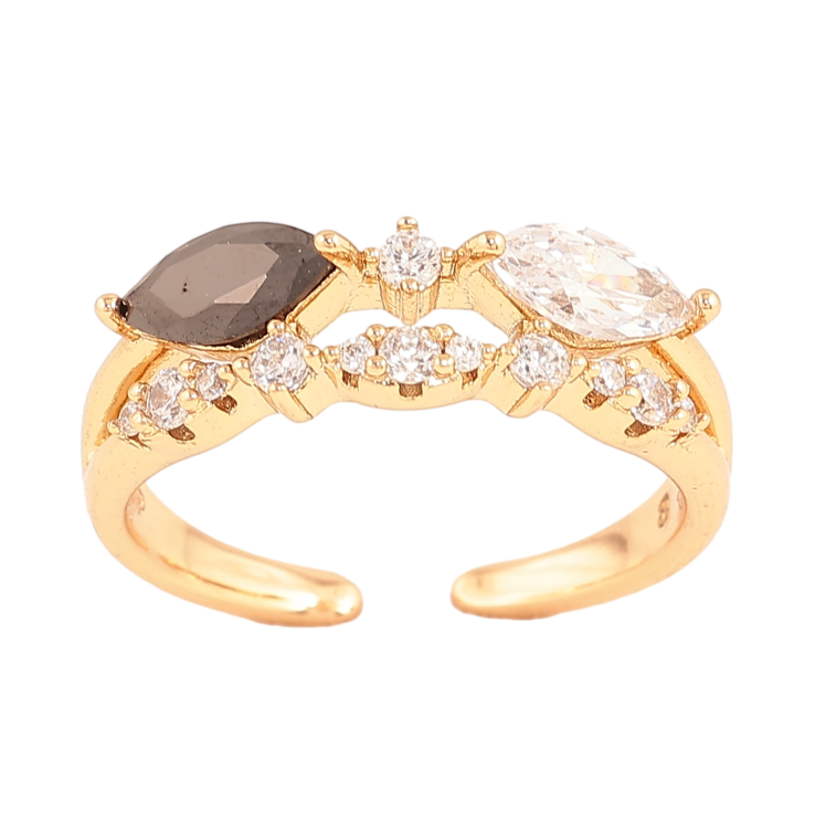 Каблучка Xuping колір Позолота 18K "Візерунок з чорно-білими кристалами" фото №12