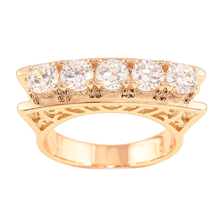 Каблучка Xuping колір Позолота 18K "Високий купол з доріжкою кристалів" фото №9