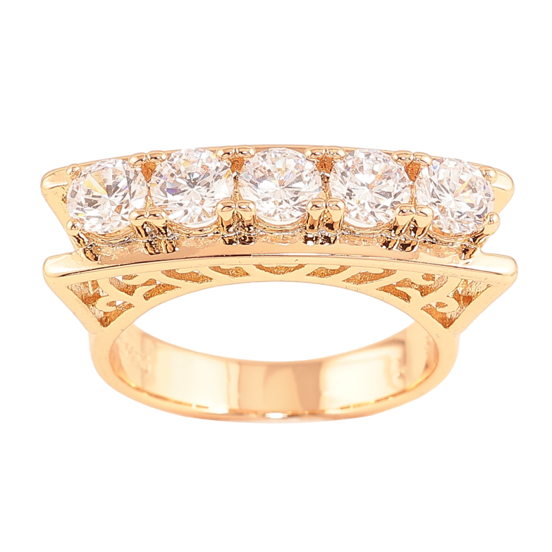 Кольцо Xuping цвет Позолота 18K "Высокий купол с дорожкой кристаллов" фото №1 Кольцо Xuping цвет Позолота 18K "Высокий купол с дорожкой кристаллов" фото №1