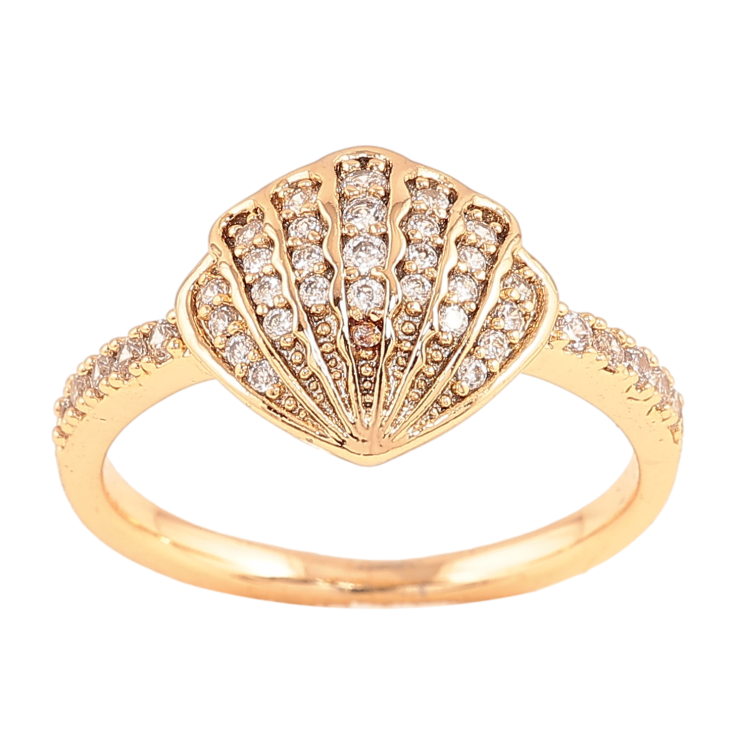 Каблучка Xuping колір Позолота 18K "Мушля з інкрустацією кристалами" фото №7