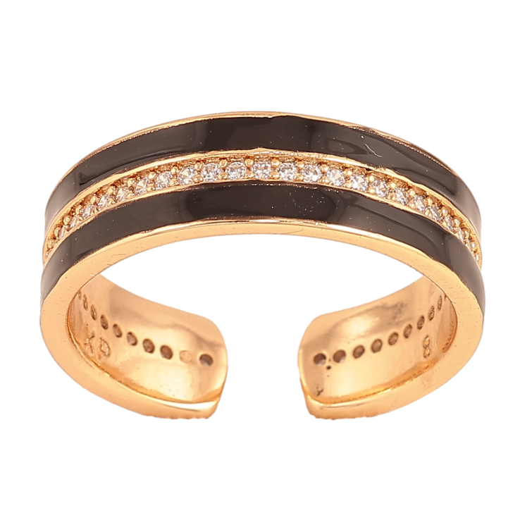 Каблучка Xuping колір Позолота 18K "Візерунок з кристалами та чорною эмаллю" шир. 6мм фото №8 Каблучка Xuping колір Позолота 18K "Візерунок з кристалами та чорною эмаллю" шир. 6мм фото №8