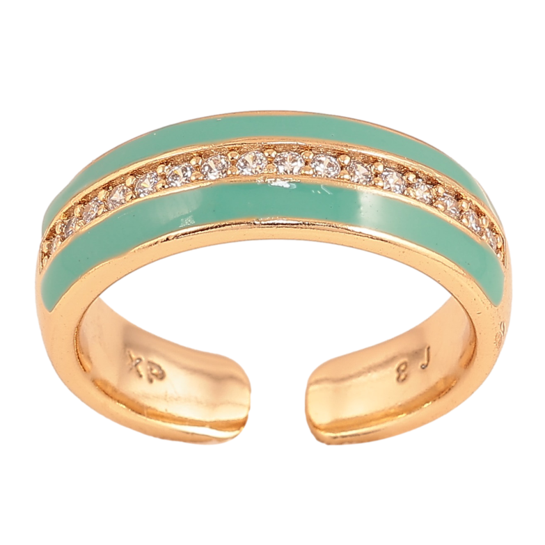 Кольцо Xuping цвет Позолота 18K "Узор с кристаллами и бирюзовой эмалью" фото №1 Кольцо Xuping цвет Позолота 18K "Узор с кристаллами и бирюзовой эмалью" фото №1