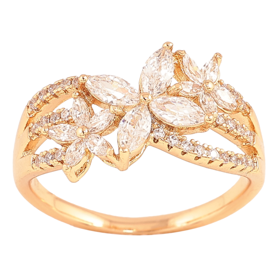 Кольцо Xuping цвет Позолота 18K "Цветочный узор с кристаллами" фото №1 Кольцо Xuping цвет Позолота 18K "Цветочный узор с кристаллами" фото №1