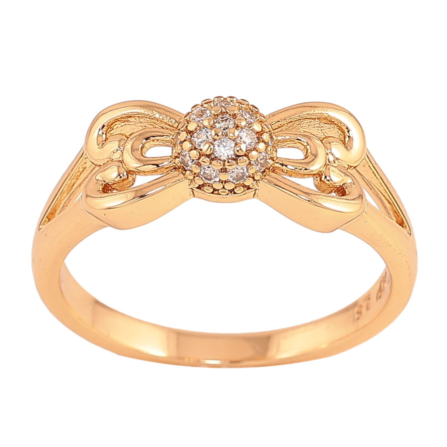 Каблучка Xuping колір Позолота 18K "Бант з кристалами" фото №1 Каблучка Xuping колір Позолота 18K "Бант з кристалами" фото №1