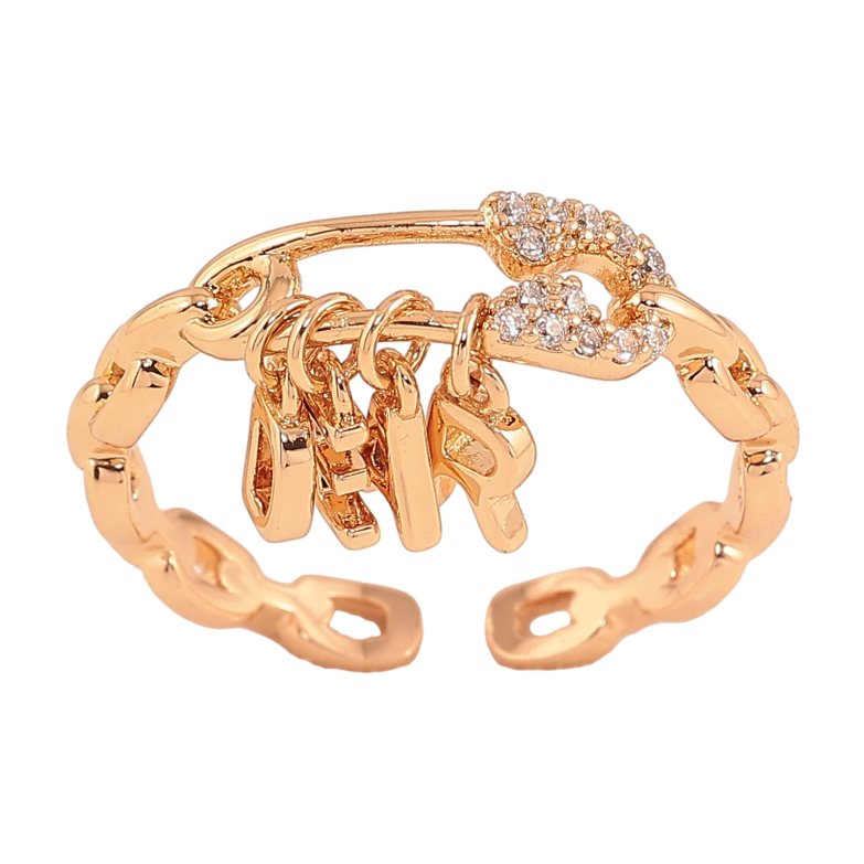 Каблучка Xuping колір Позолота 18K "Булавка з підвісками Dear" фото №5 Каблучка Xuping колір Позолота 18K "Булавка з підвісками Dear" фото №5