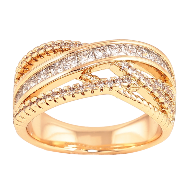 Кольцо Xuping цвет Позолота 18K "Узор с кристаллами" фото №4 Кольцо Xuping цвет Позолота 18K "Узор с кристаллами" фото №4