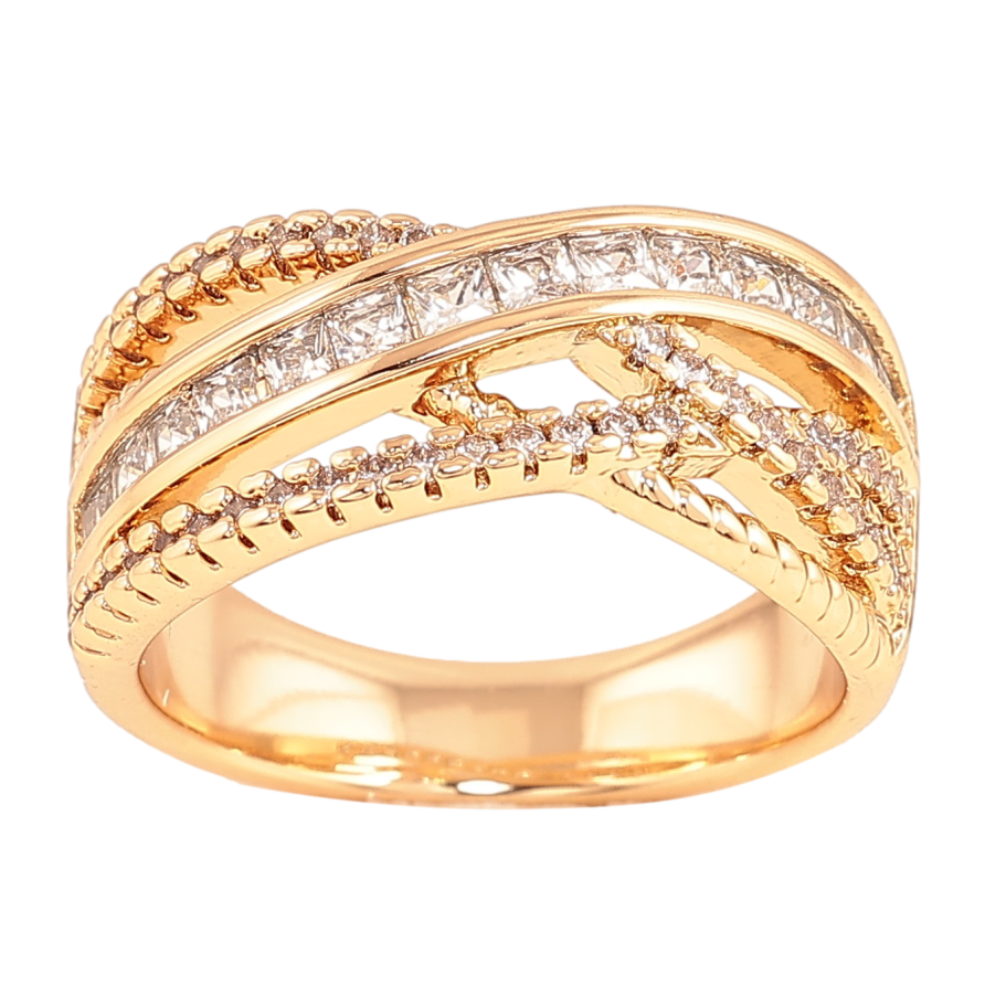 Кольцо Xuping цвет Позолота 18K "Узор с кристаллами" фото №1 Кольцо Xuping цвет Позолота 18K "Узор с кристаллами" фото №1