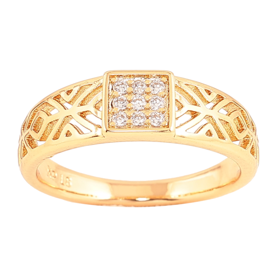 Кольцо Xuping цвет Позолота 18K "Узор с кристаллами" фото №1 Кольцо Xuping цвет Позолота 18K "Узор с кристаллами" фото №1