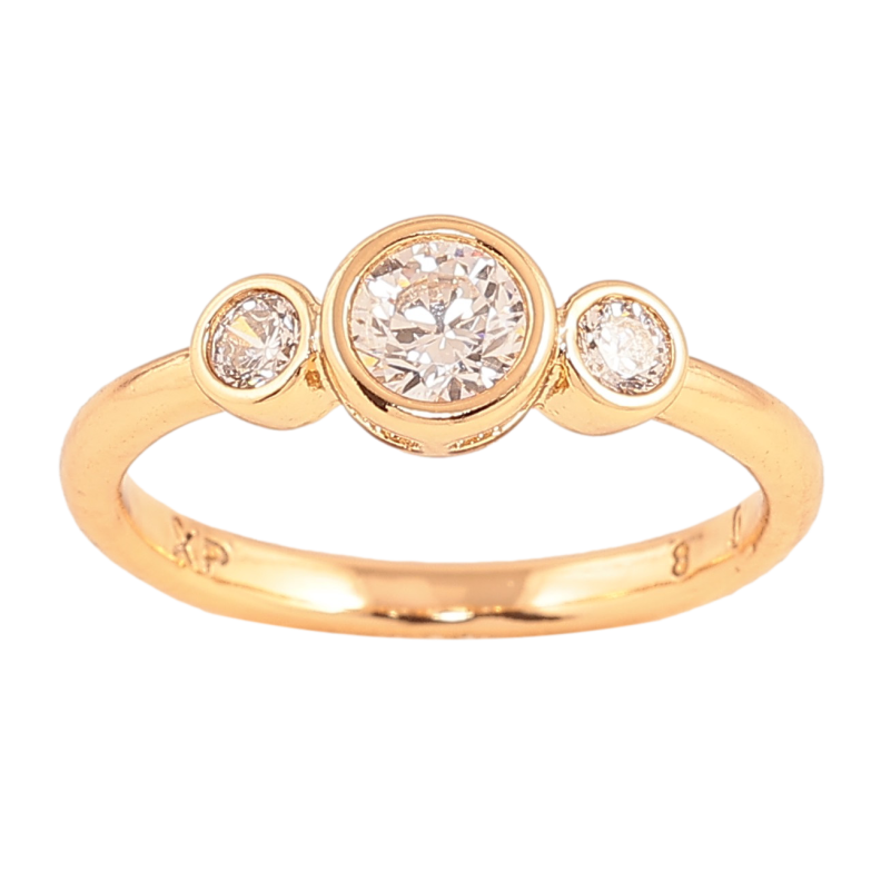 Каблучка Xuping колір Позолота 18K "Три кристали" фото №1 Каблучка Xuping колір Позолота 18K "Три кристали" фото №1