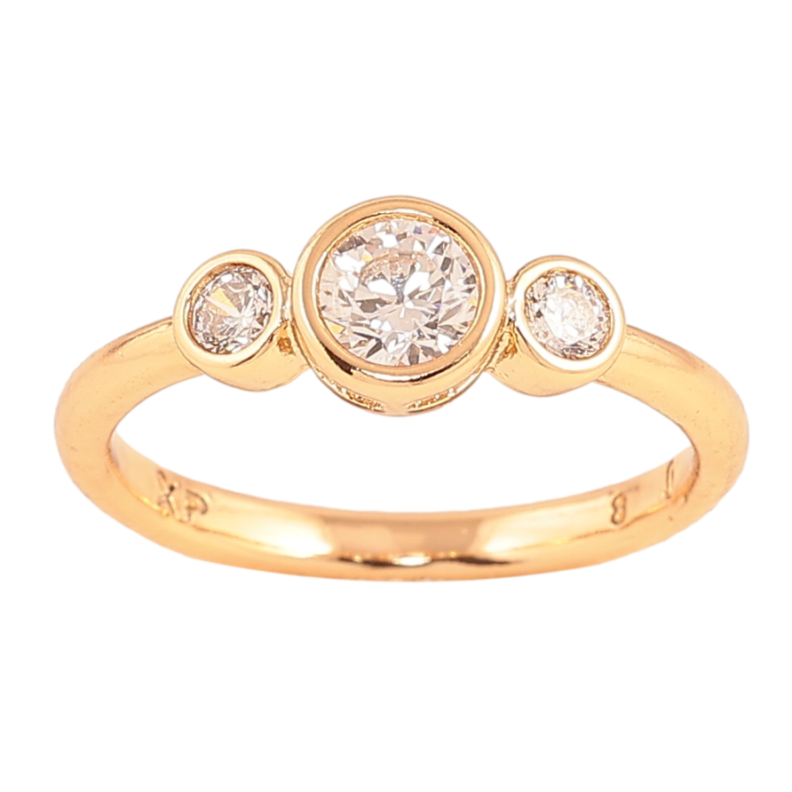 Каблучка Xuping колір Позолота 18K "Три кристали" фото №1 Каблучка Xuping колір Позолота 18K "Три кристали" фото №1