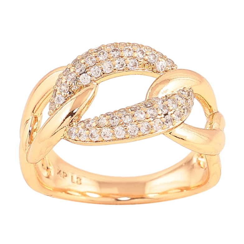 Кольцо Xuping цвет Позолота 18K "Узор цепочка с кристаллами" фото №2 Кольцо Xuping цвет Позолота 18K "Узор цепочка с кристаллами" фото №2