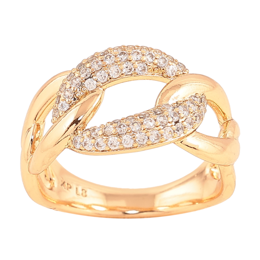 Кольцо Xuping цвет Позолота 18K "Узор цепочка с кристаллами" фото №1