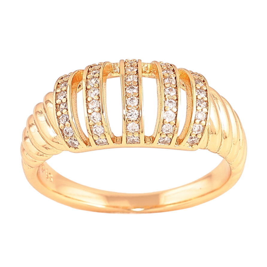 Каблучка Xuping колір Позолота 18K "Візерунок з кристалами" фото №1 Каблучка Xuping колір Позолота 18K "Візерунок з кристалами" фото №1