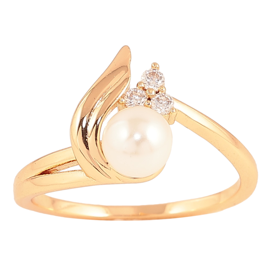 Кольцо Xuping цвет Позолота 18K "Узор с кристаллами и жемчужиной" фото №1 Кольцо Xuping цвет Позолота 18K "Узор с кристаллами и жемчужиной" фото №1