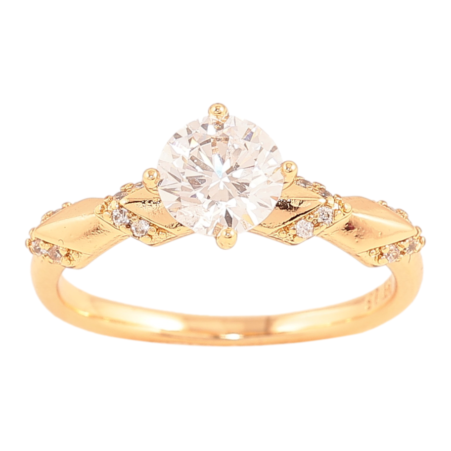 Кольцо Xuping цвет Позолота 18K "Узор с кристаллом" ø 6мм фото №1 Кольцо Xuping цвет Позолота 18K "Узор с кристаллом" ø 6мм фото №1