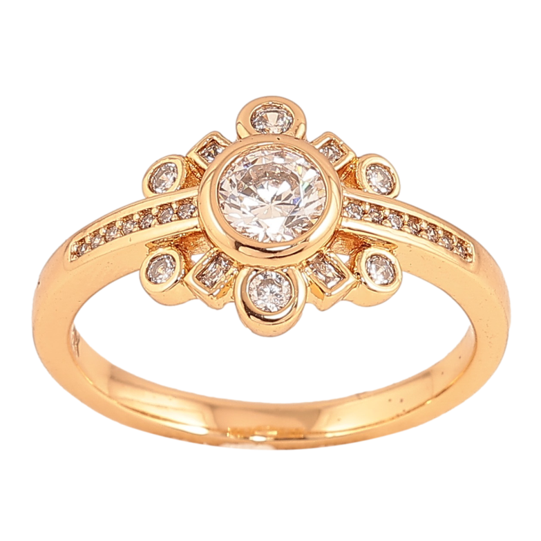 Каблучка Xuping колір Позолота 18K "Візерунок з кристалами" фото №1