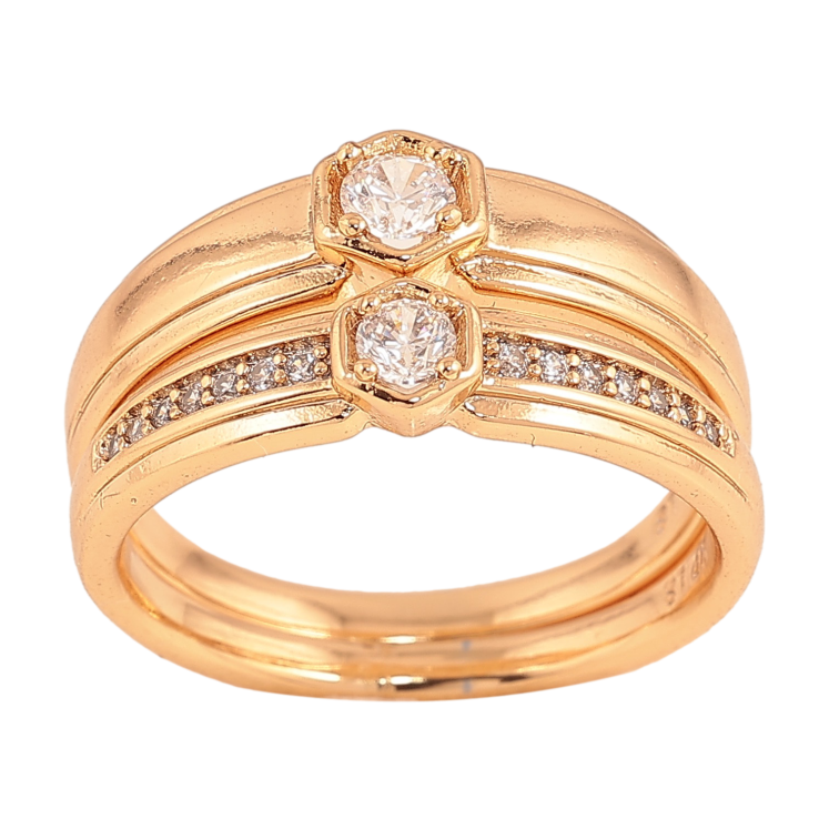Кольцо Xuping цвет Позолота 18K "Двойное с кристаллами" фото №15 Кольцо Xuping цвет Позолота 18K "Двойное с кристаллами" фото №15