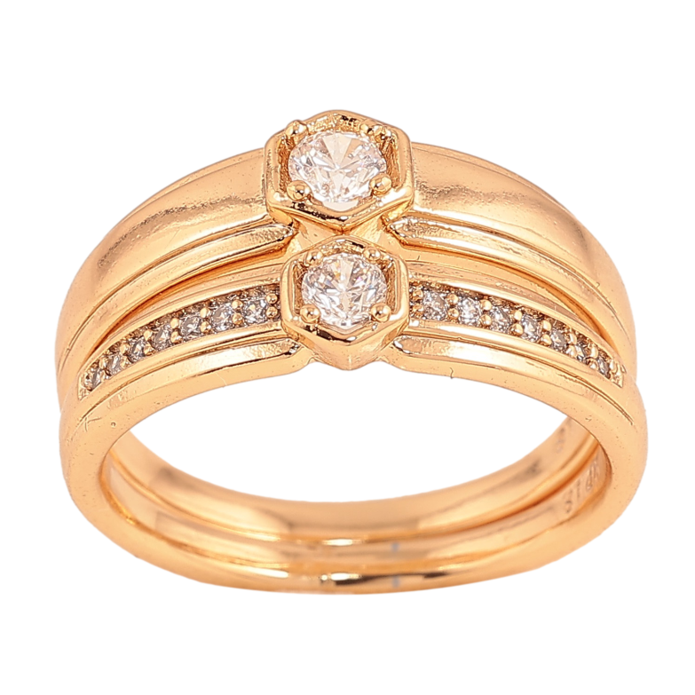 Каблучка Xuping колір Позолота 18K "Подвійне з кристалами" фото №8
