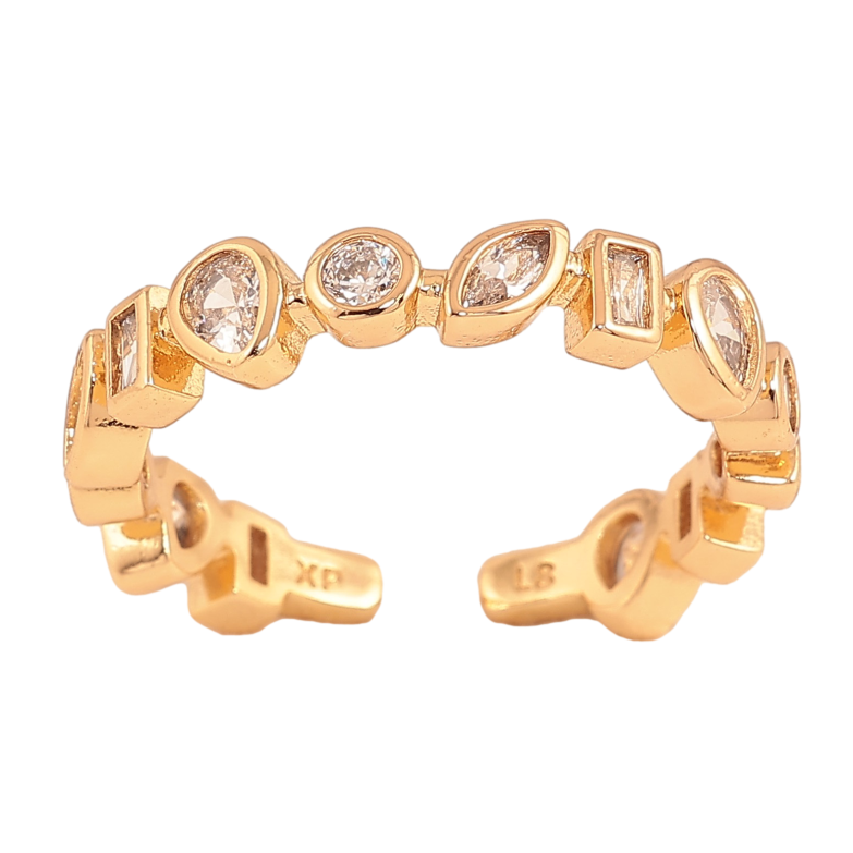 Каблучка Xuping колір Позолота 18K "Візерунок з кристалами" фото №2