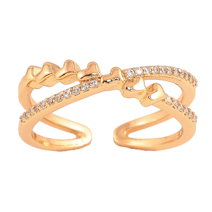 Кольцо Xuping цвет Позолота 18K "Узор с сердечками и кристаллами" фото №1