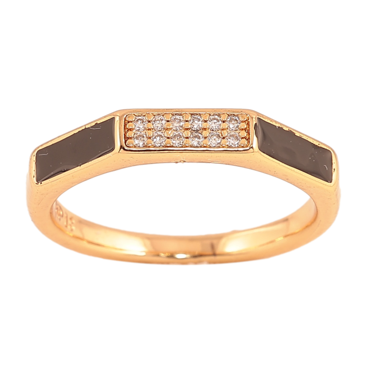 Кольцо Xuping цвет Позолота 18K "Узор с кристаллами и черной эмалью" фото №16 Кольцо Xuping цвет Позолота 18K "Узор с кристаллами и черной эмалью" фото №16