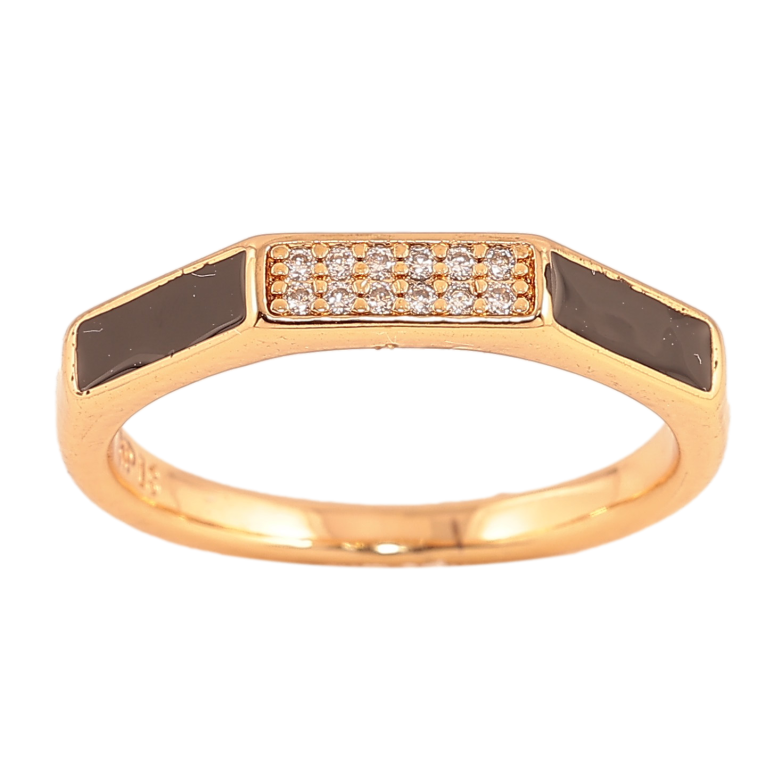 Кольцо Xuping цвет Позолота 18K "Узор с кристаллами и черной эмалью" фото №6