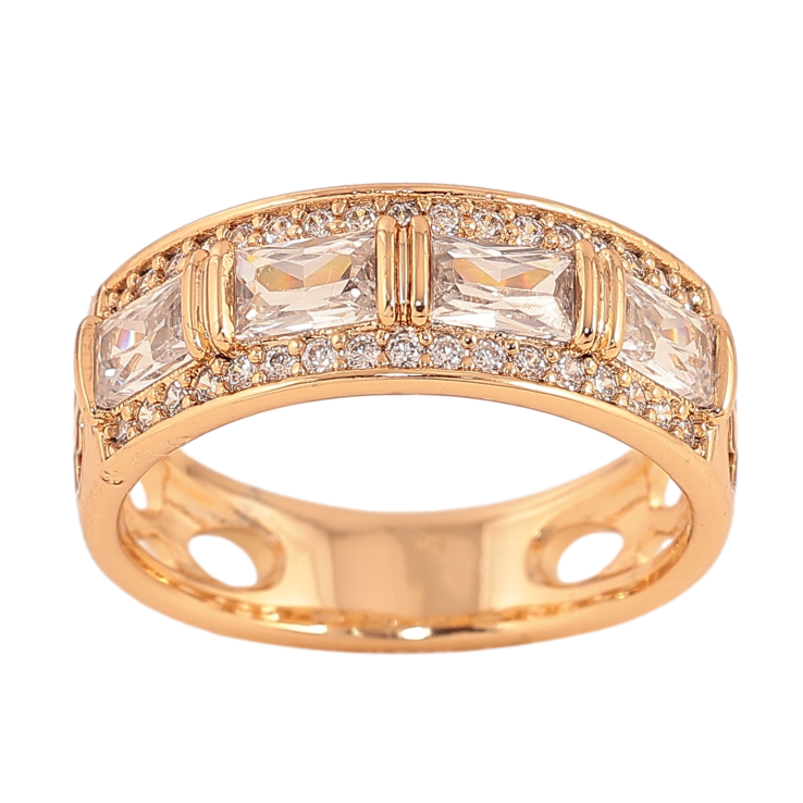 Кольцо Xuping цвет Позолота 18K "Узор с кристаллами" фото №7 Кольцо Xuping цвет Позолота 18K "Узор с кристаллами" фото №7