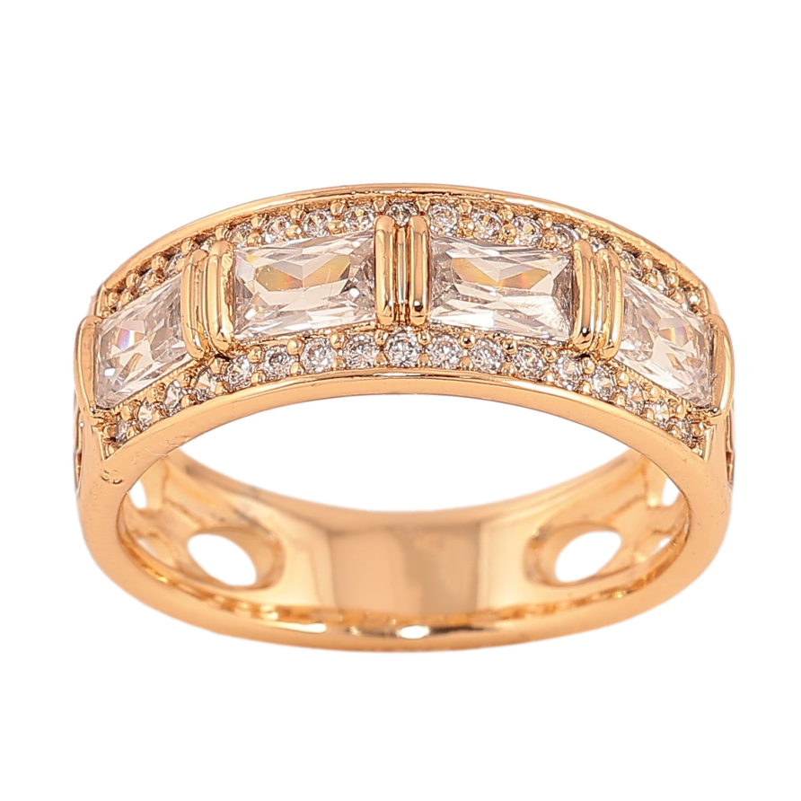 Каблучка Xuping колір Позолота 18K "Візерунок з кристалами" фото №1 Каблучка Xuping колір Позолота 18K "Візерунок з кристалами" фото №1