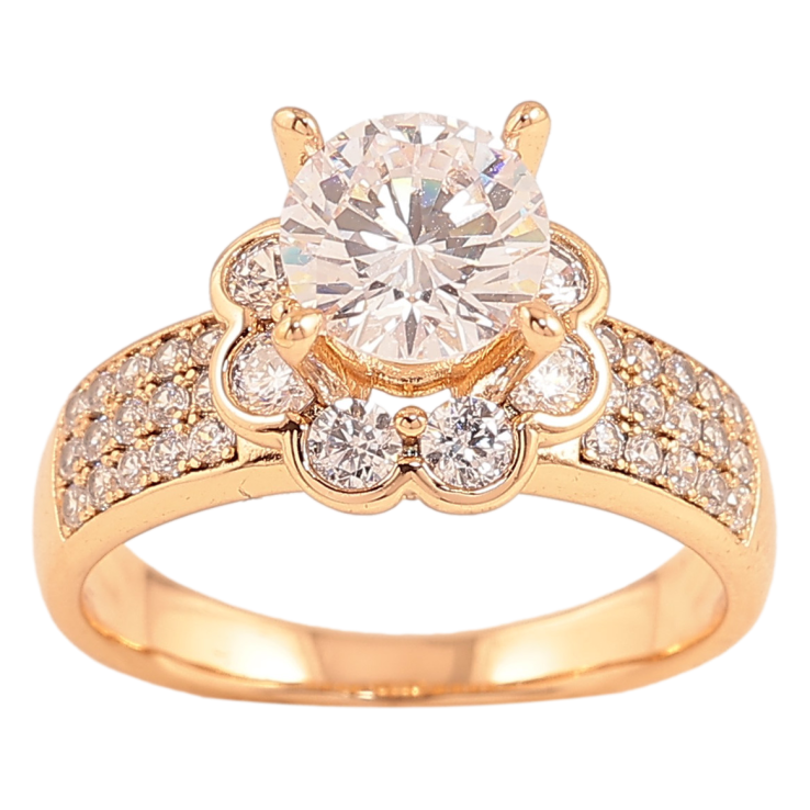 Каблучка Xuping колір Позолота 18K "Квітка з кристалами" фото №4