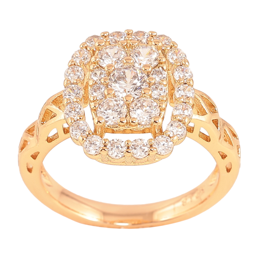 Каблучка Xuping колір Позолота 18K "Візерунок з кристалами" фото №1 Каблучка Xuping колір Позолота 18K "Візерунок з кристалами" фото №1