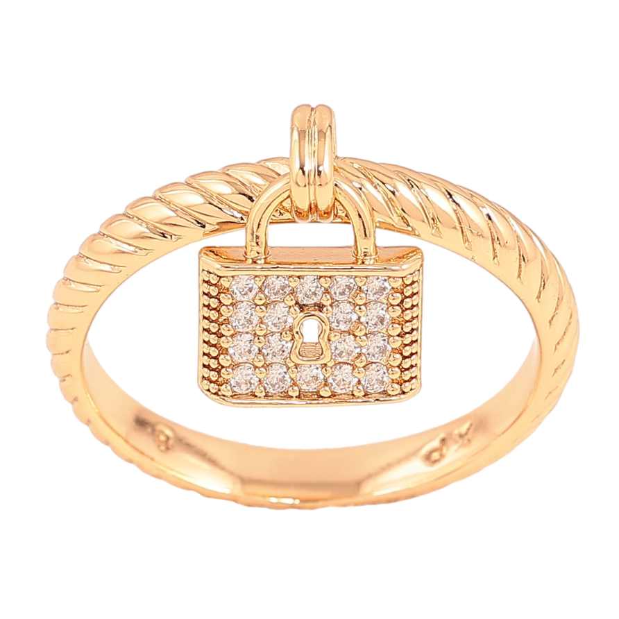 Каблучка Xuping колір Позолота 18K "Підвіска замочок" фото №1 Каблучка Xuping колір Позолота 18K "Підвіска замочок" фото №1