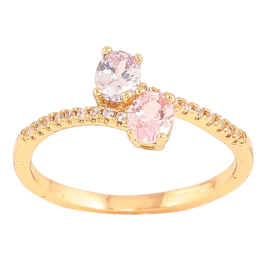 Кольцо Xuping цвет Позолота 18K "Узор с сиренево-розовыми кристаллами"  фото №1