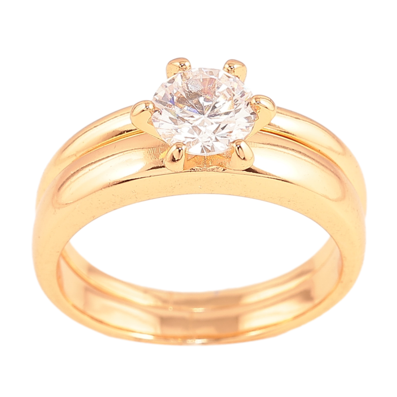 Кольцо Xuping цвет Позолота 18K "Двойное с кристаллом" ø 6мм фото №3 Кольцо Xuping цвет Позолота 18K "Двойное с кристаллом" ø 6мм фото №3