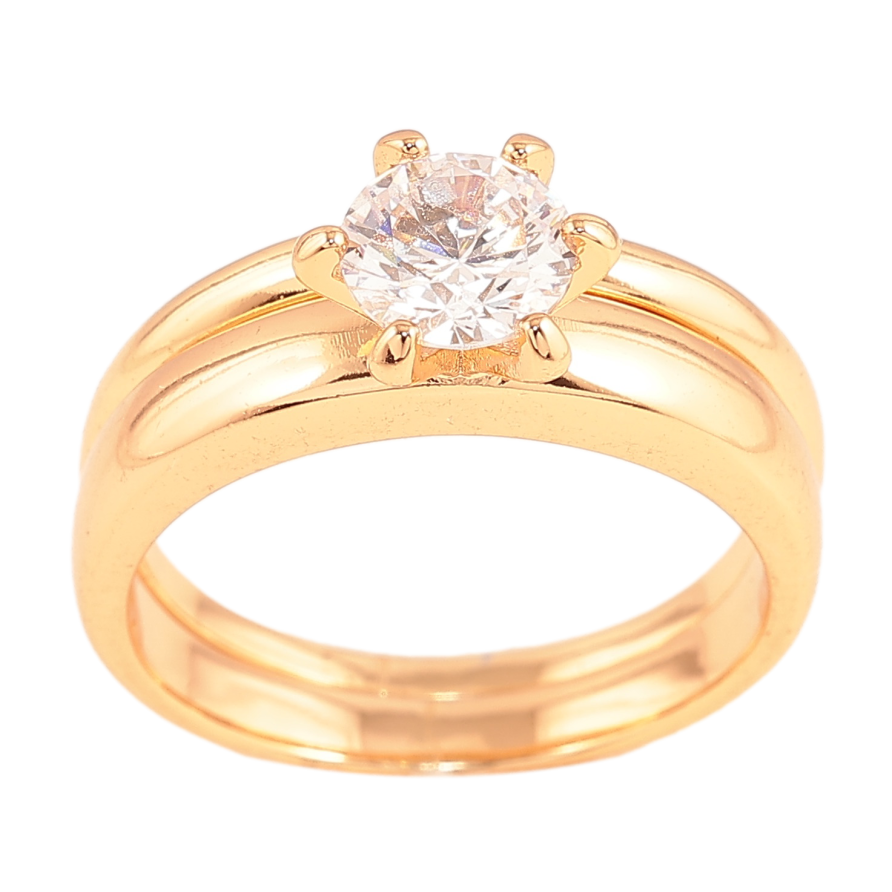 Каблучка Xuping колір Позолота 18K "Подвійне з кристалом" ø 6мм фото №1 Каблучка Xuping колір Позолота 18K "Подвійне з кристалом" ø 6мм фото №1