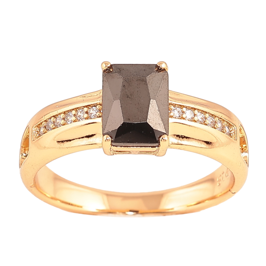 Кольцо Xuping цвет Позолота 18K "Узор с черным кристаллом" фото №1 Кольцо Xuping цвет Позолота 18K "Узор с черным кристаллом" фото №1