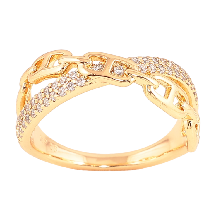 Каблучка Xuping колір Позолота 18K "Візерунок ланцюжок з кристалами" фото №14