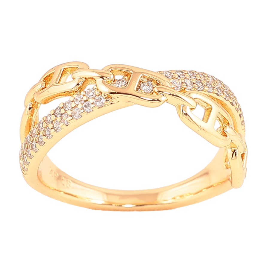 Кольцо Xuping цвет Позолота 18K "Узор цепочка с кристаллами" фото №1 Кольцо Xuping цвет Позолота 18K "Узор цепочка с кристаллами" фото №1
