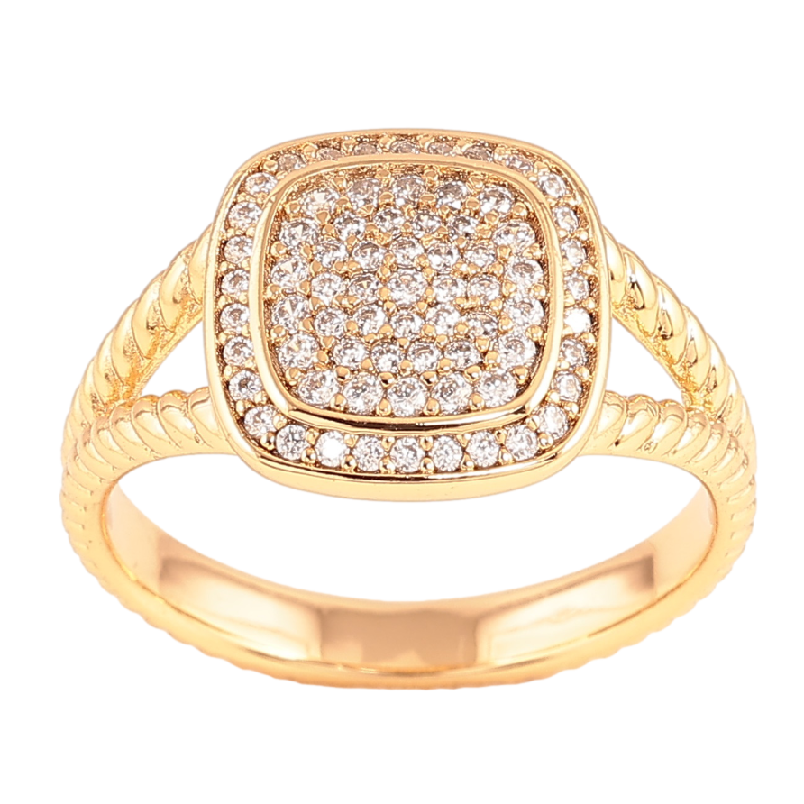 Каблучка Xuping колір Позолота 18K "Візерунок з інкрустацією кристалами" фото №1 Каблучка Xuping колір Позолота 18K "Візерунок з інкрустацією кристалами" фото №1