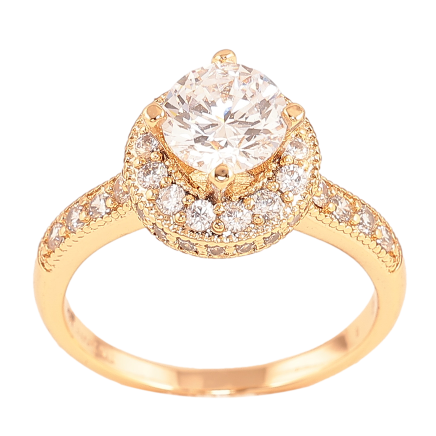 Каблучка Xuping колір Позолота 18K "Візерунок з інкрустацією кристалами" фото №1 Каблучка Xuping колір Позолота 18K "Візерунок з інкрустацією кристалами" фото №1