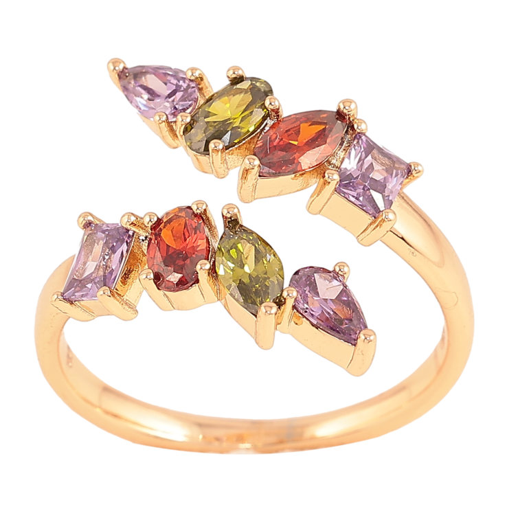 Каблучка Xuping колір Позолота 18K "Візерунок з різнокольоровими кристалами" фото №18