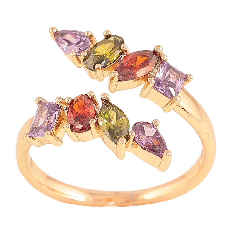Каблучка Xuping колір Позолота 18K "Візерунок з різнокольоровими кристалами" фото №3 Каблучка Xuping колір Позолота 18K "Візерунок з різнокольоровими кристалами" фото №3
