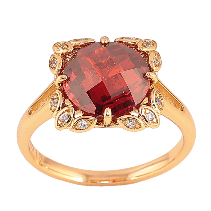 Кольцо Xuping цвет Позолота 18K "Узор с красным кристаллом" фото №1 Кольцо Xuping цвет Позолота 18K "Узор с красным кристаллом" фото №1