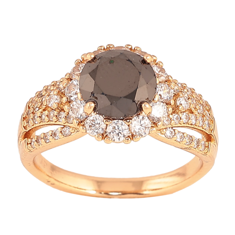 Кольцо Xuping цвет Позолота 18K "Узор с черным кристаллом" фото №1 Кольцо Xuping цвет Позолота 18K "Узор с черным кристаллом" фото №1