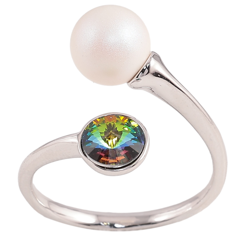 Каблучка Xuping колір Родій із кр-ми Swarovski "Кристал Vitrail Medium з матовою перлиною" фото №5 Каблучка Xuping колір Родій із кр-ми Swarovski "Кристал Vitrail Medium з матовою перлиною" фото №5