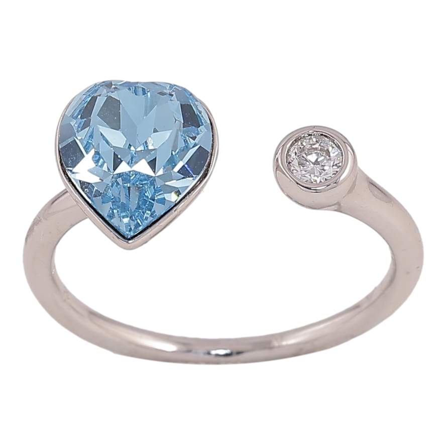 Кольцо Xuping цвет Родий с кр-ми Swarovski "Кристальное сердце Aquamarine с кристаллом" фото №1