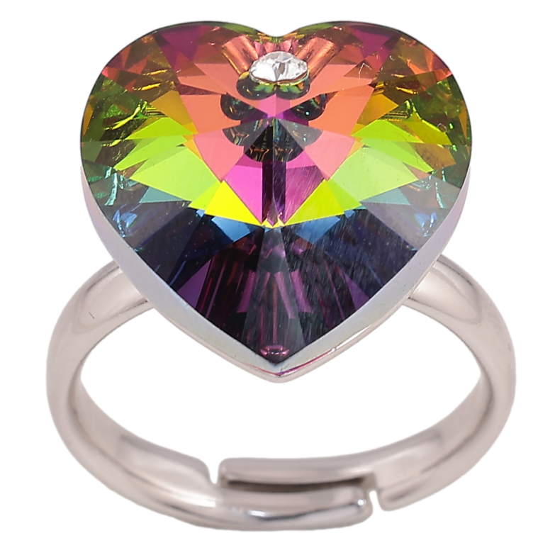 Каблучка Xuping колір Родій із кр-ми Swarovski "Кристальне серце Vitrail Medium" фото №5