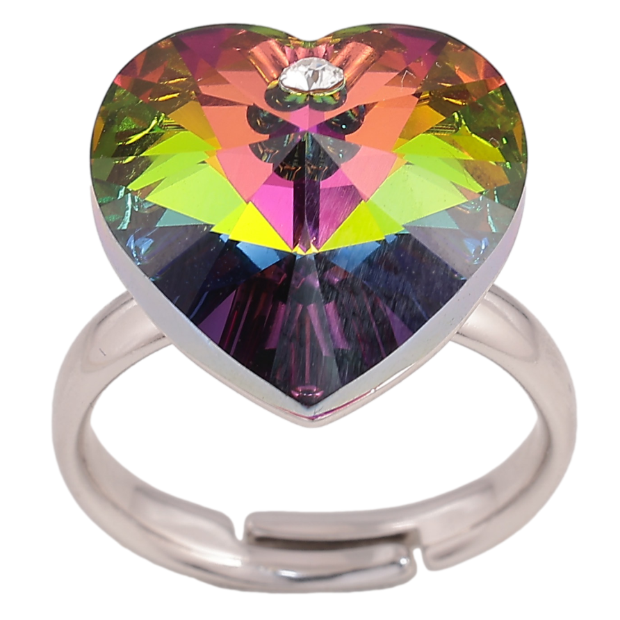 Каблучка Xuping колір Родій із кр-ми Swarovski "Кристальне серце Vitrail Medium" фото №1