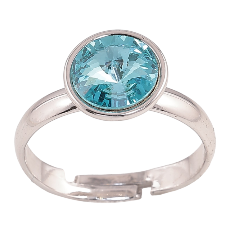 Каблучка Xuping колір Родій із кристалами Swarovski "Кристал Light Turquoisel ø 10мм" фото №11
